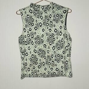 St. John Light Green Snake Pattern Geometric Shape Mock Neck Top Size Medium